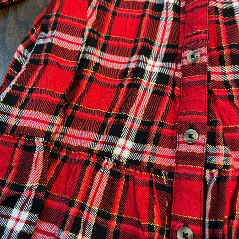 Cat & Jack Beautiful Plaid Holiday Dress with Gold Detail - Picture 2 of 3